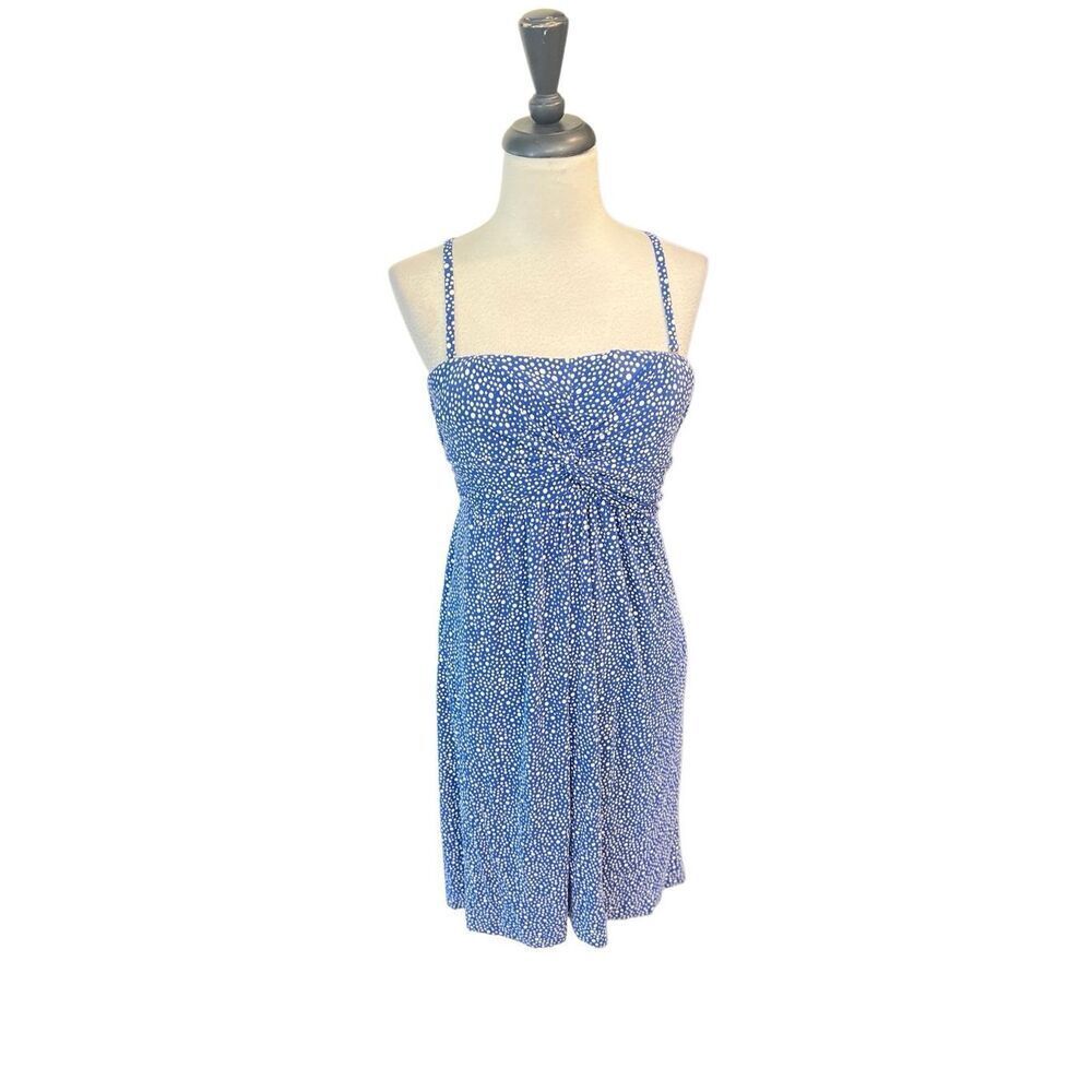 Soma Women's Twist Front Sleeveless Dotted Convertible Mini Dress Blue Sz Medium